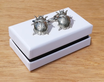 Ladybird cufflinks | Pewter cufflinks | 10th anniversary tin | novelty cufflinks  | jewellery | nature lover cufflink