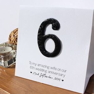 Tarjeta de 6.º aniversario de bodas - Hierro fundido - PERSONALIZADA / 6 años de casados / Tarjeta para esposo, esposa y pareja / Tarjeta de aniversario hecha a mano