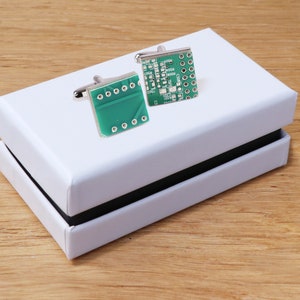 Circuit board cufflinks with box