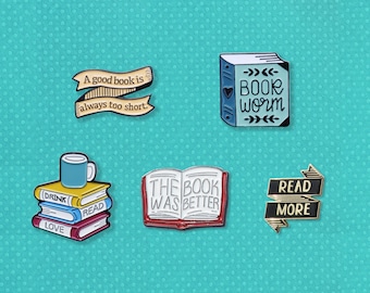 Book worm enamel pin | book lover pin | book club reader pin | librarian pin | stocking filler | Stocking stuffer | thank you gift teacher