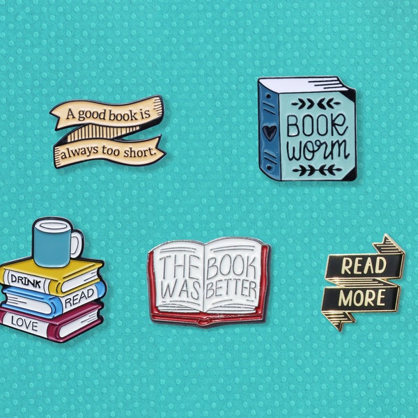 Book worm enamel pin | book lover pin | book club reader pin | librarian pin | stocking filler | Stocking stuffer | thank you gift teacher