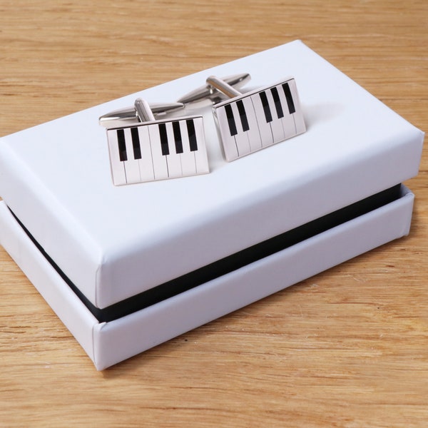 Piano cufflinks | pianist cufflinks | musician cufflinks | black and white | keyboard cufflinks | jewellery | gift piano teachers | with box