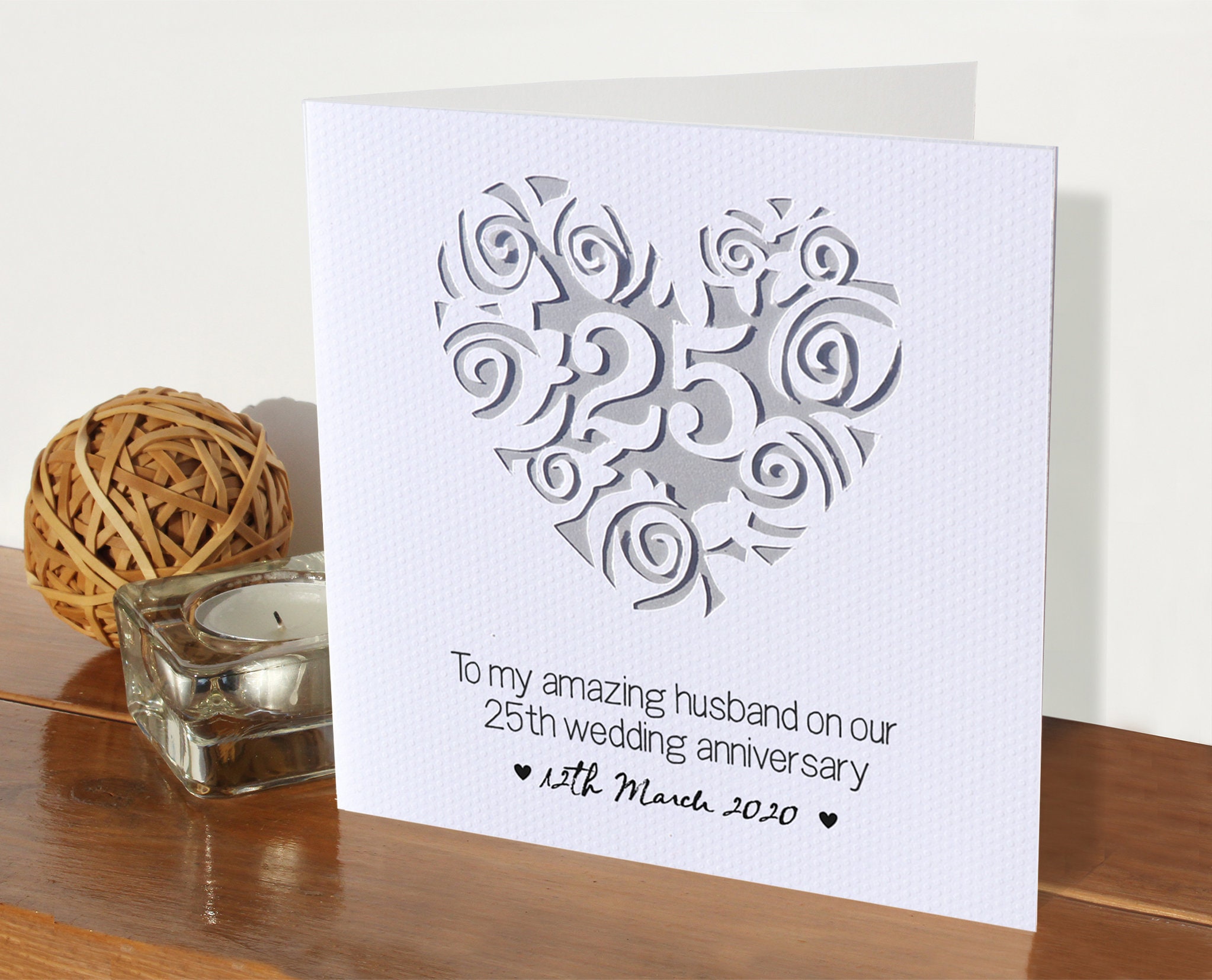 25th Wedding Anniversary Card | Married 25 Years | Silver | Romantic Paper  Cut | Personalised Card - Etsy, image size:2046x1655