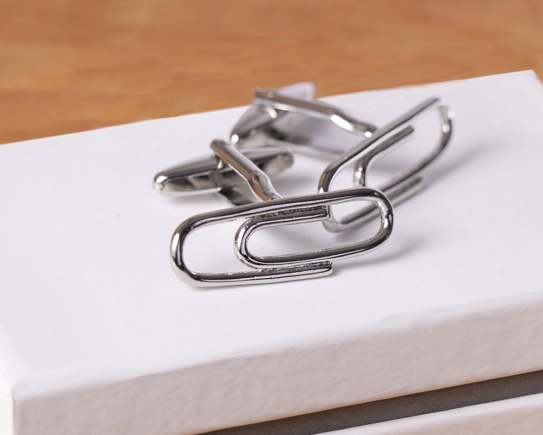 Paper Clip Cufflinks 1st Wedding Anniversary Gift for Him Paper Anniversary Cute Gift Novelty