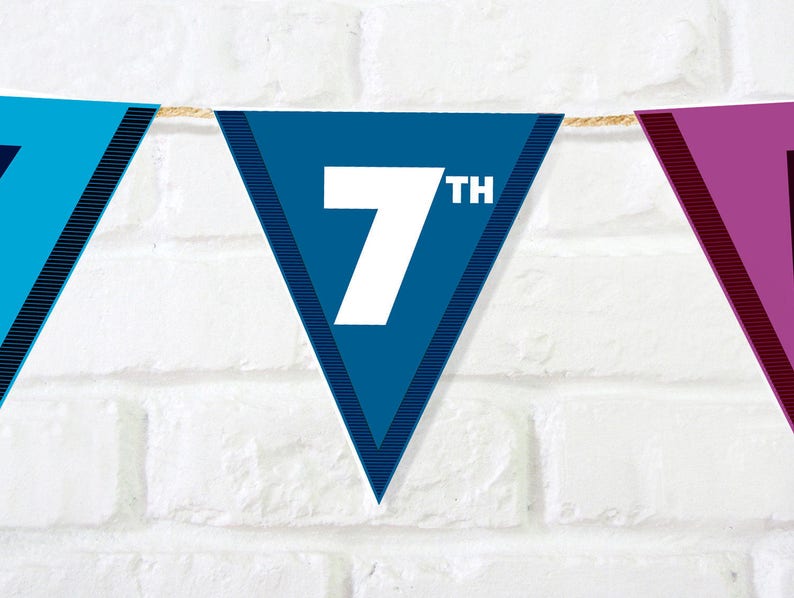 7th Birthday Bunting DIY Kids Birthday Party 7 Years Old - Etsy