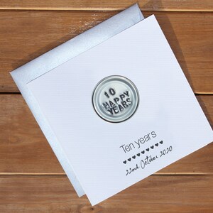 10th wedding anniversary card - personalised | 10 years married | Handmade tenth anniversary card | Personalized husband wife card |initials image 5