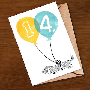 14e anniversaire | 14 ans | amoureux des chats | amoureux des chiens | amoureux des animaux | imprimé à la main