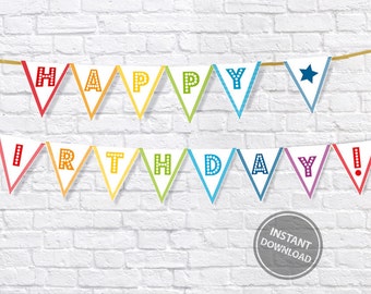 Happy Birthday Wimpelkette | Alles Gute zum Geburtstag Banner | Geburtstagsparty Banner | Regenbogenbanner | Jubiläumsbanner | Party Dekoration