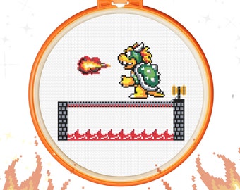 Patrón de punto de cruz de Bowser Fireball: Super Mario Brothers Boss (Descarga PDF)
