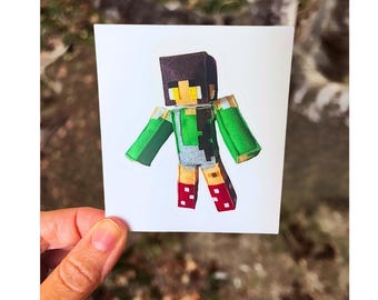 Pegatina de Minecraft con forma de arbusto de bayas / ¡ENVÍO GRATIS! / Gnomo de SMP de Shubble Empires / Pegatina de vinilo troquelada / Regalo para fanáticos de Minecraft