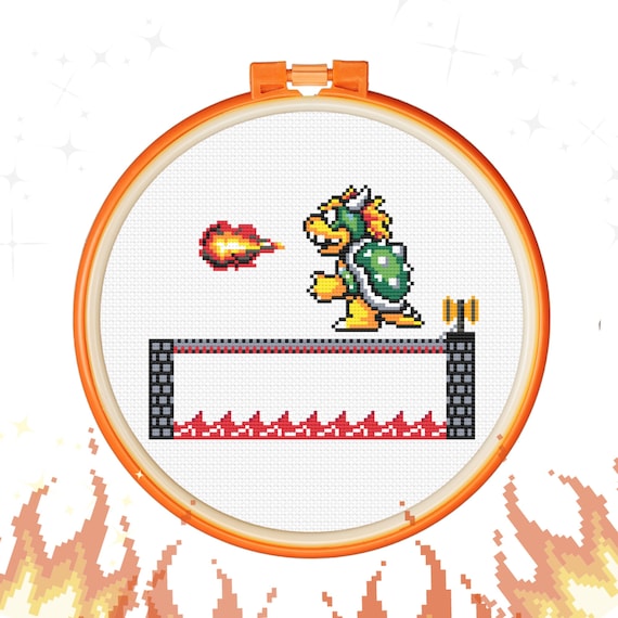Bowser Fireball on a Bridge Super Mario Brothers Boss Level Counted Cross  Stitch Pattern Instant PDF Download - Etsy