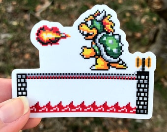 Pegatina de Bowser Fireball: Calcomanía de Super Mario Brothers de los 80