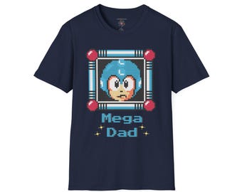 Camiseta unisex estilo suave de Mega Papá / Megaman Papá / Camisa divertida para hombre / Regalo de juegos retro para papá / Regalo del Día del Padre / Camiseta para papá primerizo