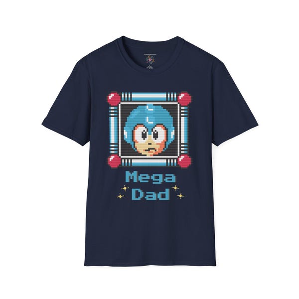 Mega Dad Unisex Softstyle T-Shirt  | Megaman Dad | Funny Shirt Men | Retro Gaming Gift for Daddy | Fathers Day Gift | New Dad TShirt