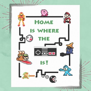 Vintage Nintendo Cross Stitch Pattern PDF – Retro Game Characters: Mario, Link, Kirby, Samus & More – Instant Download for Gamers