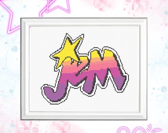 Patrón de punto de cruz con el logotipo de Jem ~ Jem y los hologramas, dibujo animado de los 80 ~ Descarga instantánea en PDF