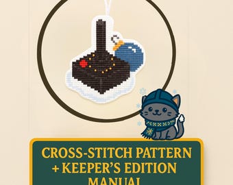 Patrón de punto de cruz para adorno de joystick de Atari • Decoración retro de píxeles para gamers • Adorno navideño arcade de los 80 • PDF DIY • Edición OUP