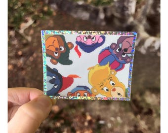 Pegatinas de ositos de goma con purpurina (ENVÍO GRATIS) / Pegatinas de vinilo con purpurina / Dibujos animados de Disney de los años 80 / Arte retro de ositos de goma