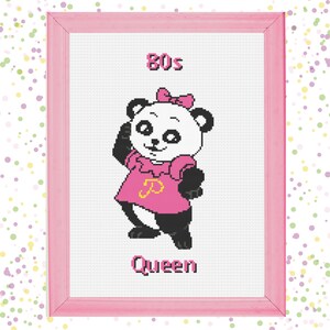 Pammy Panda 80s Queen Counted Cross Stitch Pattern ~ Shirt Tales 1980s Cartoon ~ Instant PDF Download