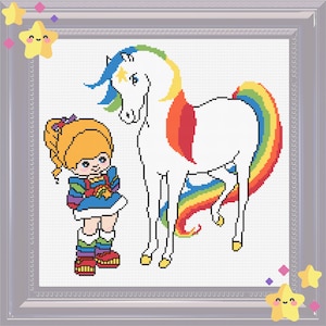 Rainbow Brite & Starlite Counted Cross Stitch Pattern ~ Rainbow Brite and the Color Kids 1980s Cartoon ~ Instant PDF Download