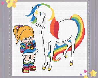 Rainbow Brite & Starlite Cross Stitch Pattern: Vintage 80s Cartoon (PDF Download)