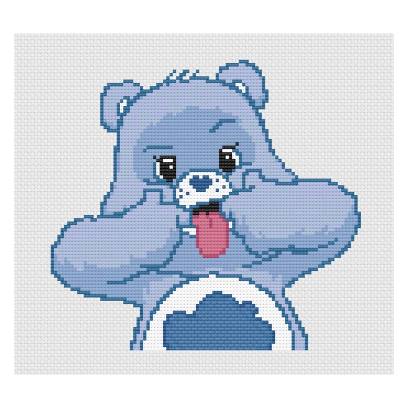 Grumpy Bear Portrait Cross Stitch Pattern: Vintage 1980s Cartoon (PDF) image 4