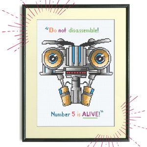 Johnny 5 Cross Stitch Pattern: 1980s Movie Robot (PDF Download)