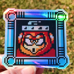 Holographischer Spark Man Aufkleber (KOSTENLOSER VERSAND), Kreuzstich Aufkleber, 1980er Jahre Cartoon, Mega Man 3 Aufkleber, Laptop Aufkleber, Geschenk