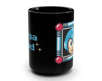 Taza de café Mega Dad: Arte pixel retro de Megaman, regalo para gamers