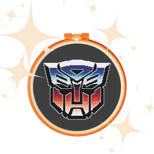 Autobots Logo ~ Transformers Colorful Logo Counted Cross Stitch Pattern ~ Instant PDF Download