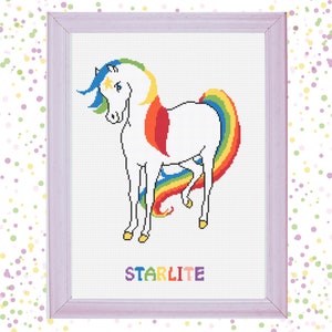 Starlite Horse Counted Cross Stitch Pattern ~ Rainbow Brite and the Color Kids 1980s Cartoon ~ Instant PDF Download