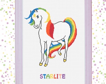 Patrón de punto de cruz de Starlite Horse: Dibujo animado Rainbow Brite vintage de los años 80 (Descarga en PDF)