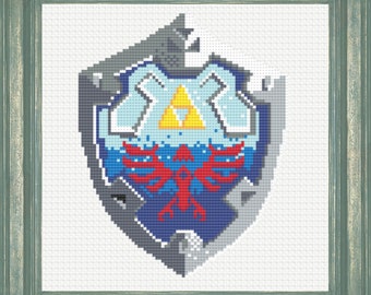 Escudo Hyliano de Link ~ Patrón de punto de cruz de La Leyenda de Zelda ~ Descarga instantánea en PDF