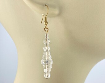 Art Deco Clear Crystal Earrings, Gift for Her, Dangle Earrings, Prom, Wedding, Formal, New Year's Eve, Romantic, Unique Gift