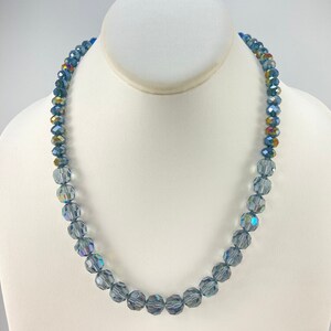 Blue Crystal Necklace, Gradient Colors, Aurora Borealis, Gift for Her, Faceted Glass, BoHo, Goth, Steampunk, Rockabilly, Retro, Unique Gift
