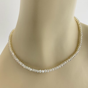 Golden Aura Crystal Bead Necklace, Sparkly, Choker, Gift for Her, Aura Effect, Neutral, Faceted Glass Beads, Unique Gift