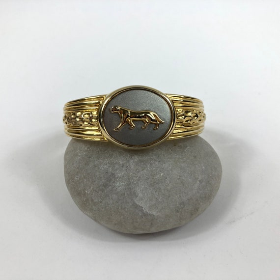 Vintage Panther Cuff Bracelet, Vintage Gold Panth