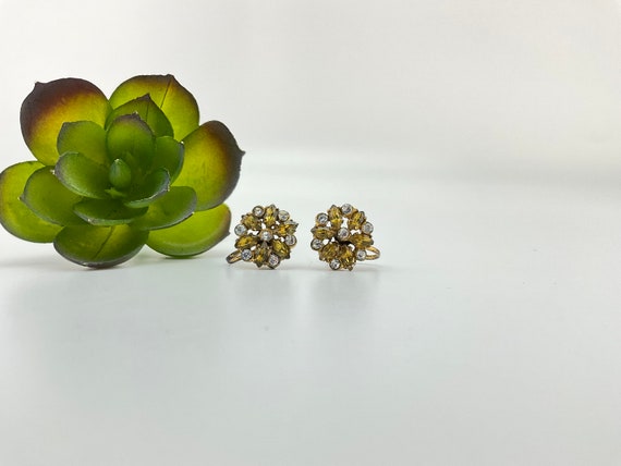 Vintage Dainty Floral Crystal Earrings,  Vintage … - image 9