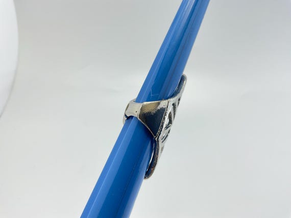 Modern Silver Plated Statement Ring: Geometric St… - image 7