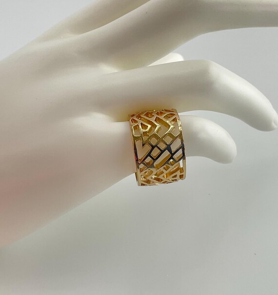 Gold Geometric Modern Statement Ring - image 5