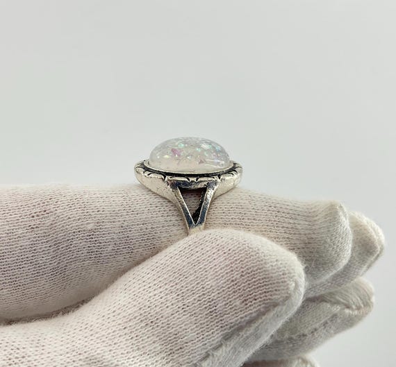 Rustic Opal Ring: Antiqued Silver Boho Ring, Octo… - image 10