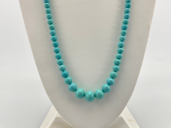 Blue Satin Glass Necklace, Turquoise Blue, Lamp W… - image 5