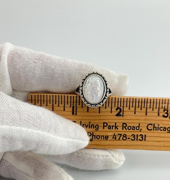 Rustic Opal Ring: Antiqued Silver Boho Ring, Octo… - image 8