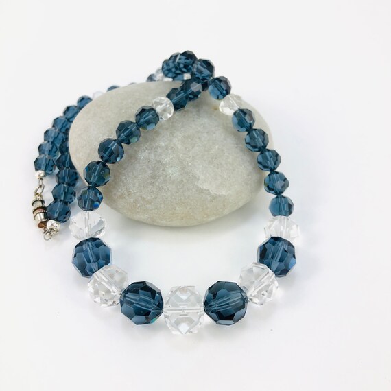 Vintage black and dark blue beaded choker
