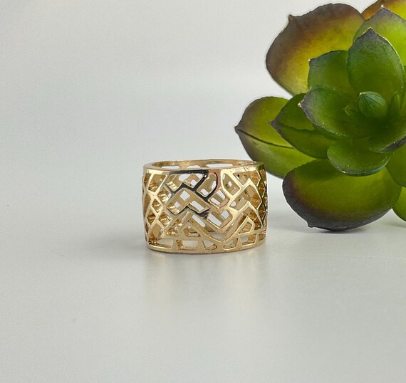 Gold Geometric Modern Statement Ring - image 2