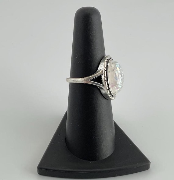 Rustic Opal Ring: Antiqued Silver Boho Ring, Octo… - image 5