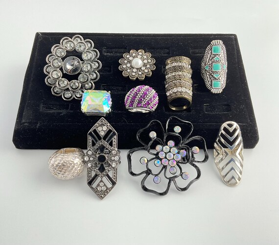 Modern Silver Plated Statement Ring: Geometric St… - image 10