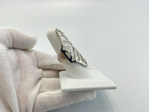 Modern Silver Plated Statement Ring: Geometric St… - image 5