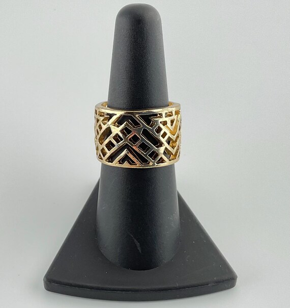 Gold Geometric Modern Statement Ring - image 1
