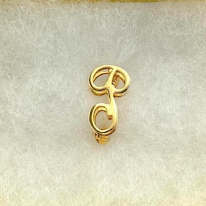 Vintage, Initial Letter P Pin, Cursive Script, Gold Plated